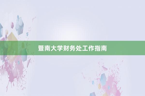暨南大学财务处工作指南